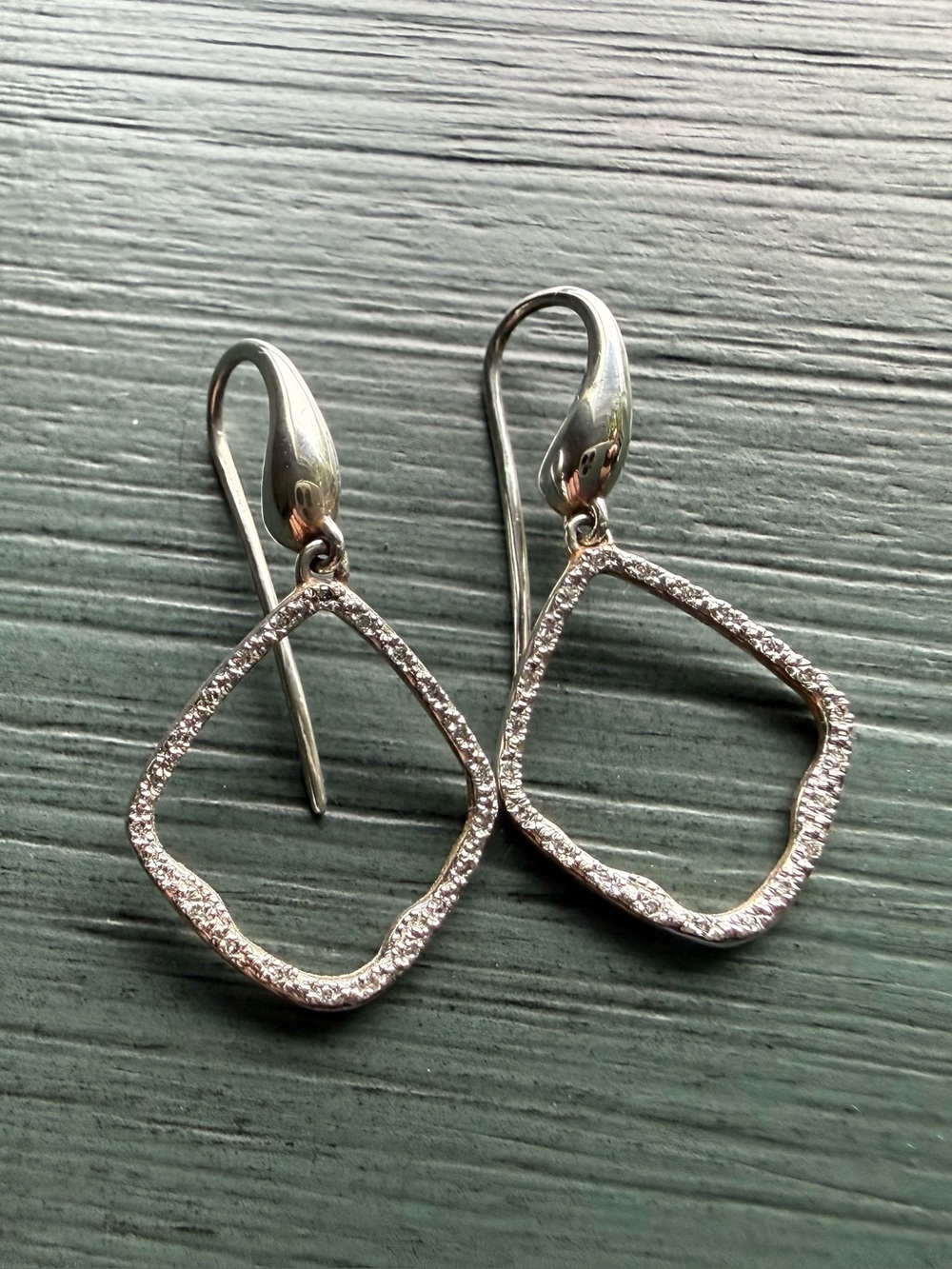 Monica Vinader Riva Kite Diamond Drop Earrings Sterling Silver
